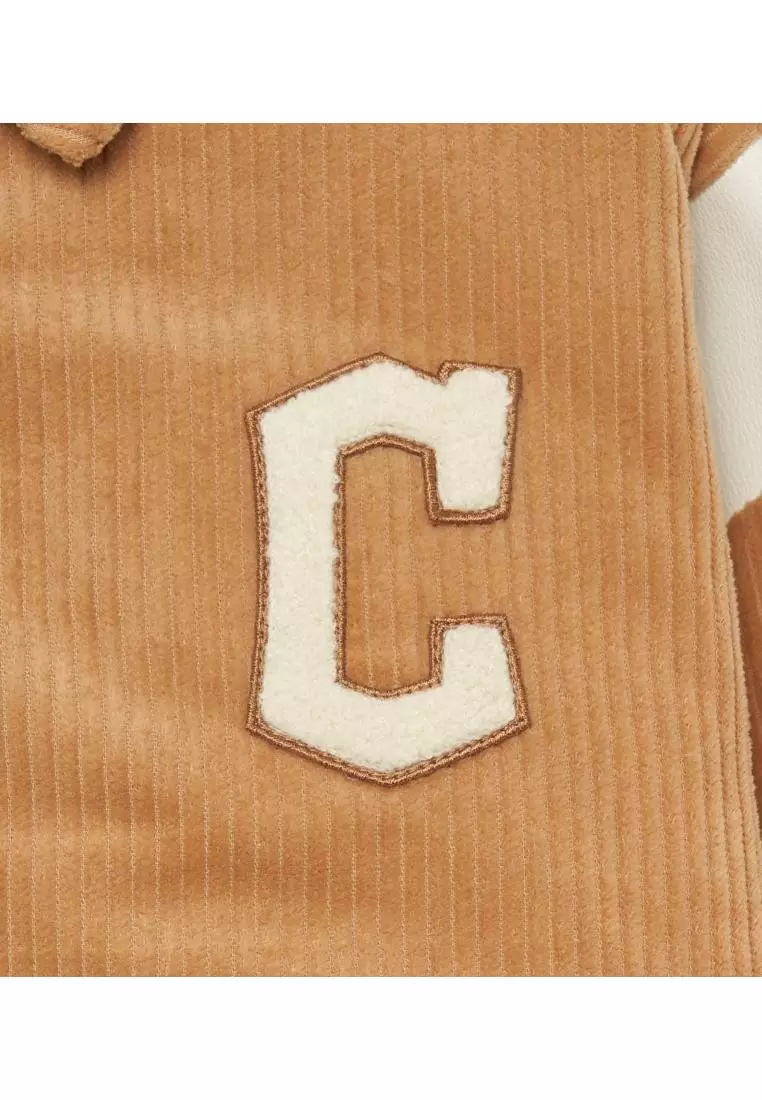 WOMENS SHOULDER POINT CORDUROY VARSITY JACKET CLEVELAND INDIANS