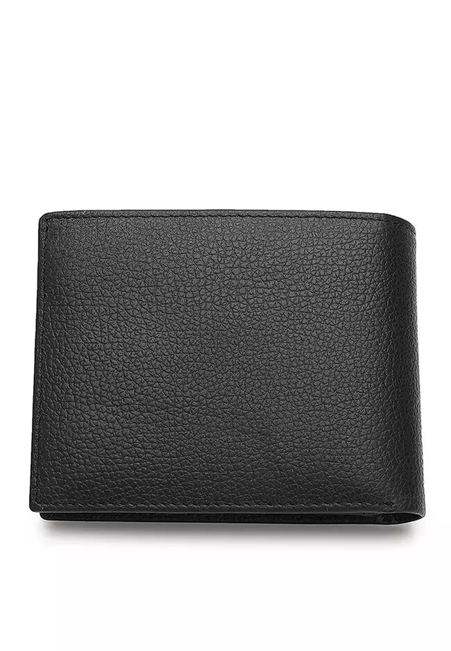 Genuine Leather RFID Blocking Short Wallet - Black
