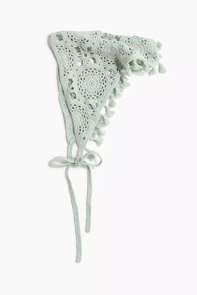 Crochet-look cotton head scarf