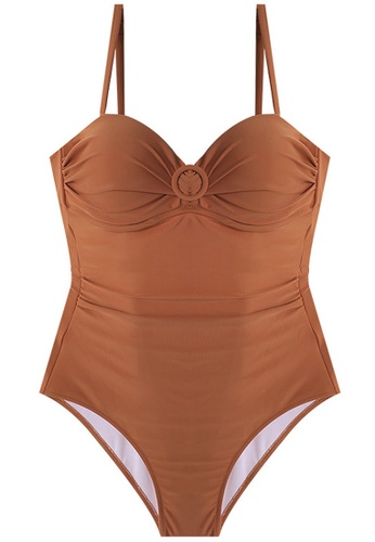 Halo brown Brown Slim Fit Swimsuits E0CDDUS8AD7BAAGS_1