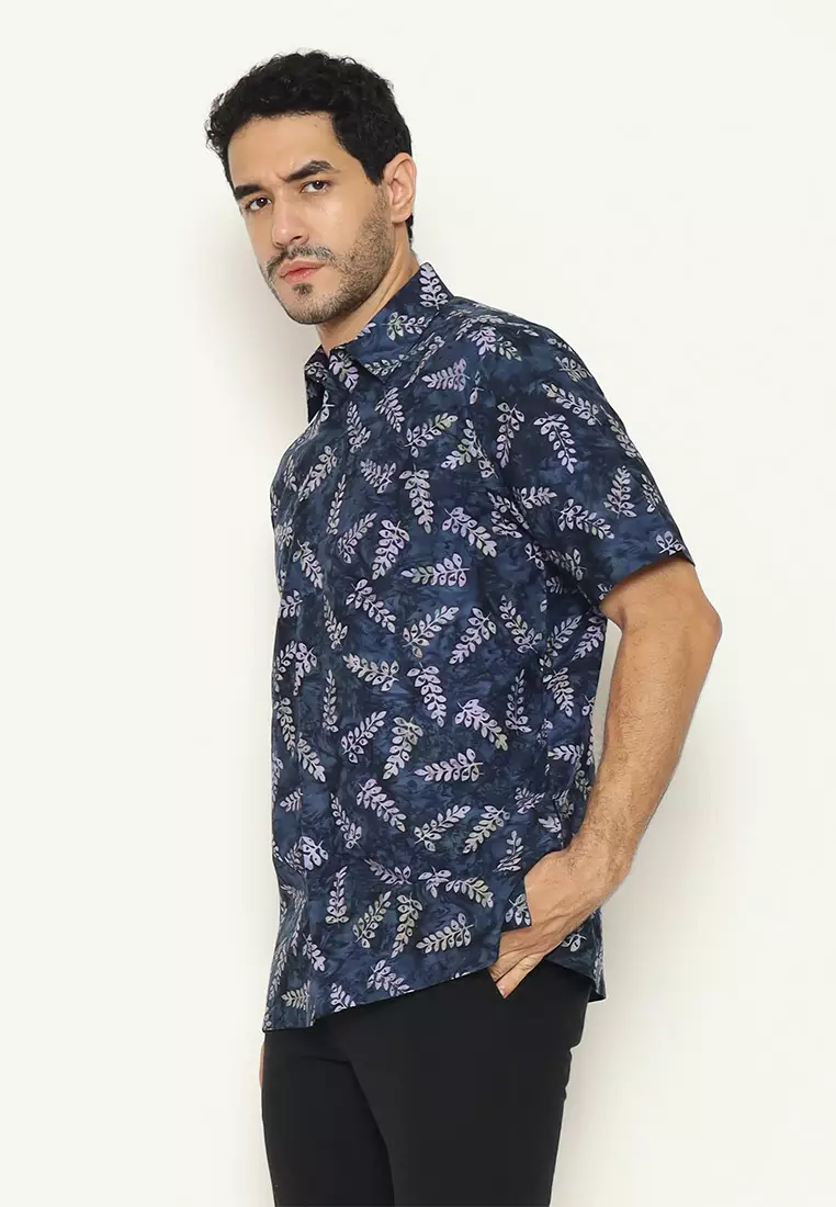 Signature Hadinata Batik Pria Kemeja Pendek Cap Furing Vasant