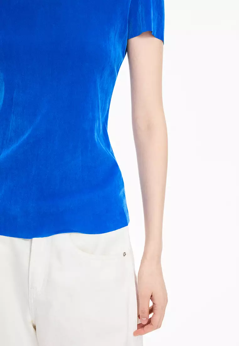 人丝网纱修身短袖T恤