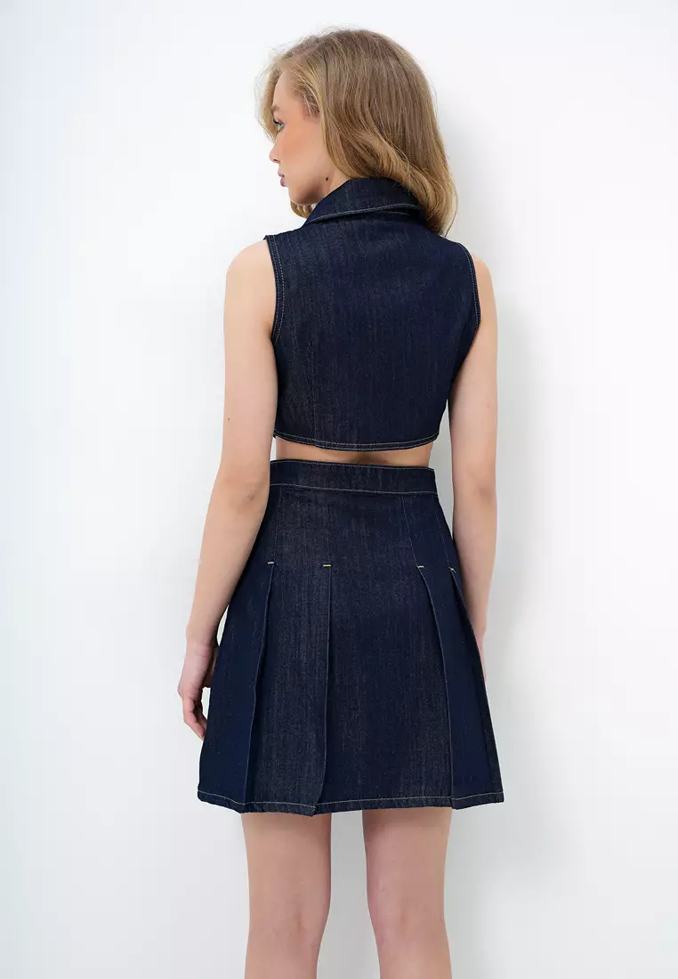 Cutout Detail Denim Dress