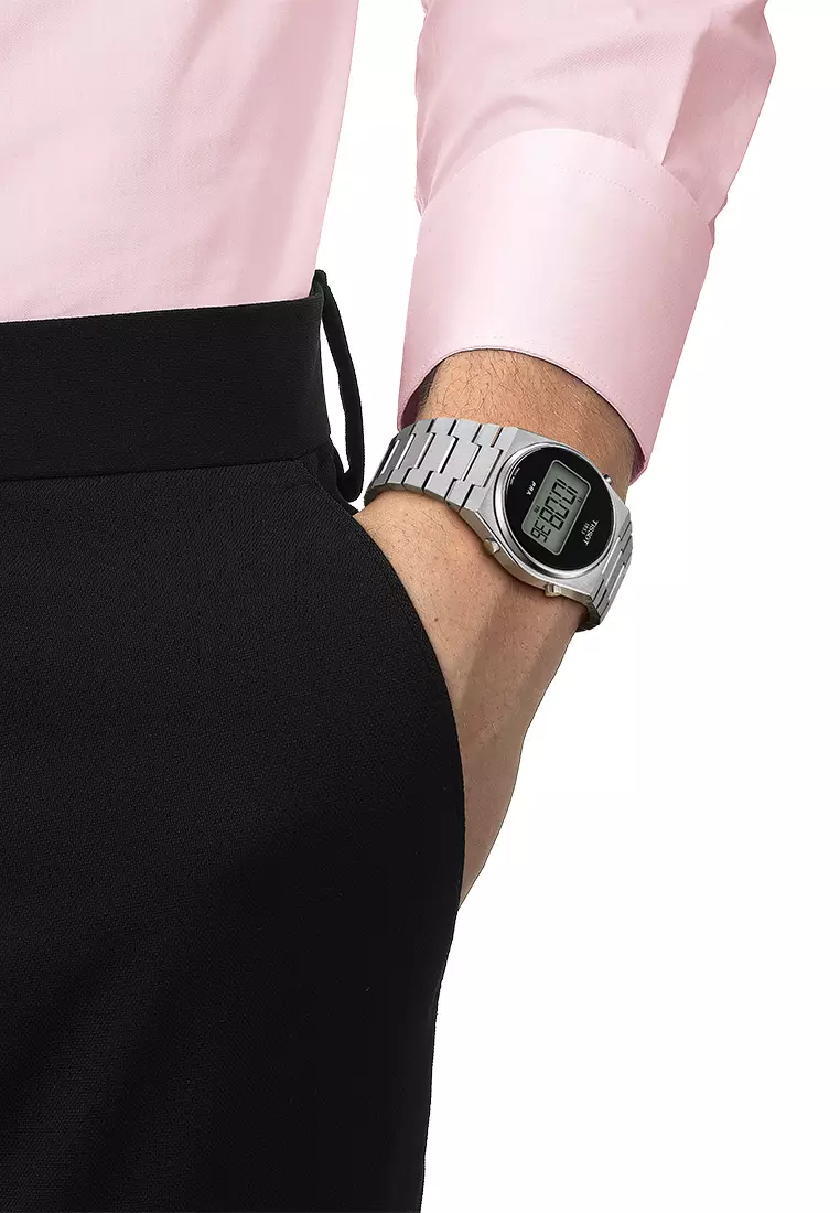 PRX Digital 35MM Unisex Grey Stainless Steel Bracelet And Black Dial Quartz Watch - T137.263.11.050.00