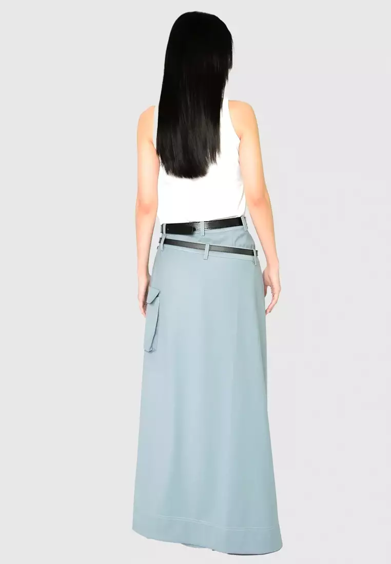 2-Layer A Line Skirt in Sky Blue