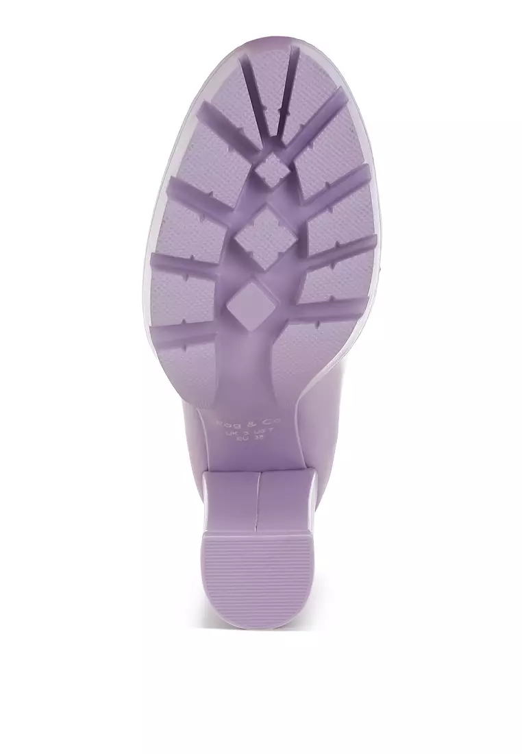 Chunky Chain Link Heeled Loafers in Lilac