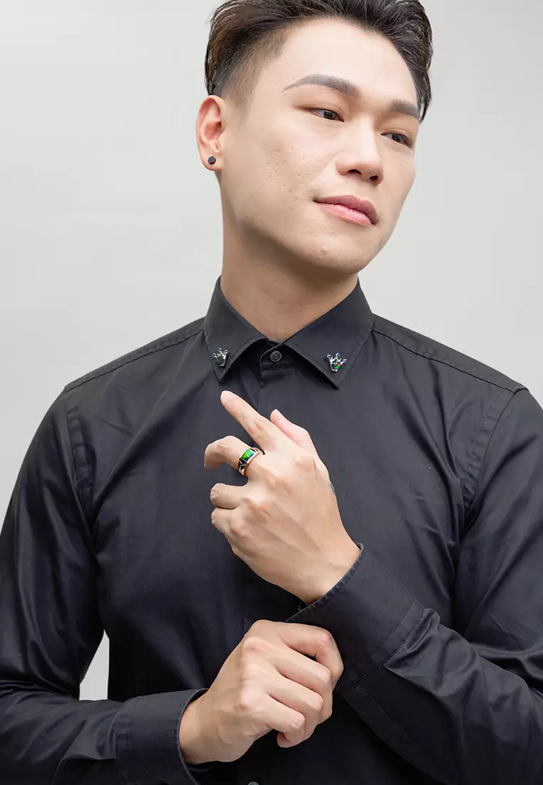 斑彩石男士戒指