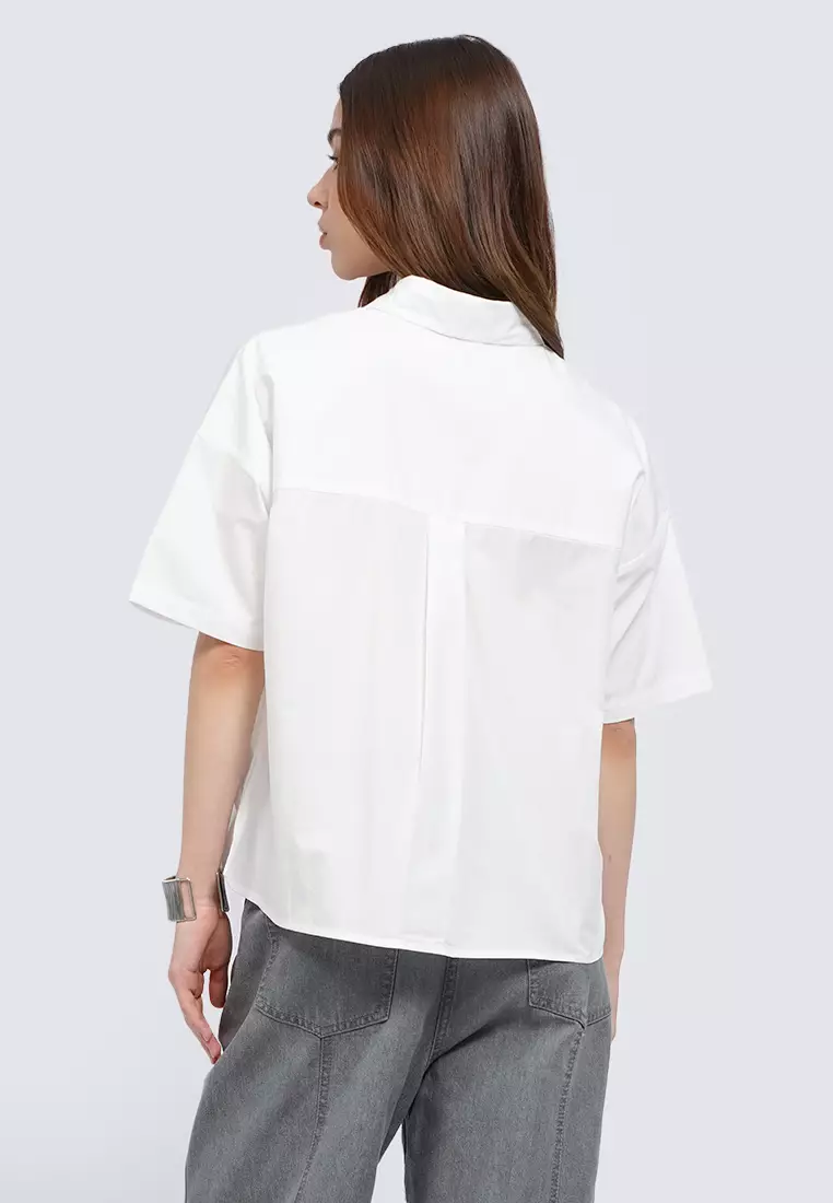 Hi Lo Embroidered Blouse OFF WHITE