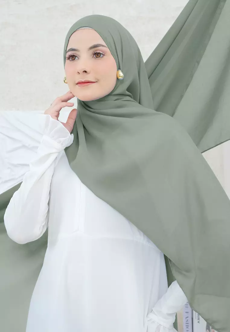 Pashmina Voal | Hijab Shawl | Pashmina 165cm x 70cm - Green Latte