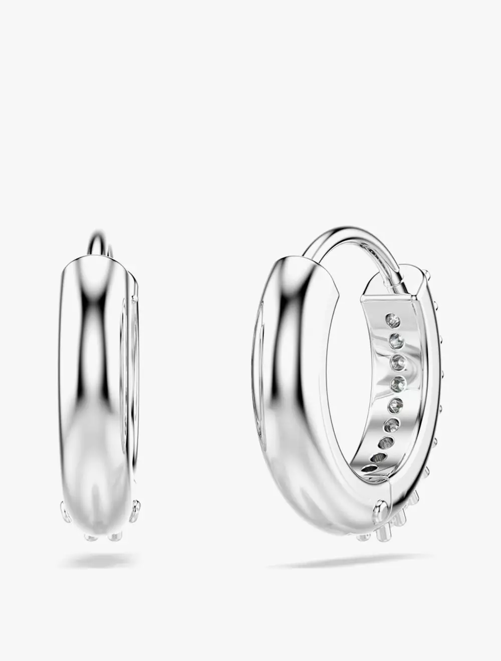 Matrix Hoop Earrings, Round Cut, White, Rhodium Plated - White