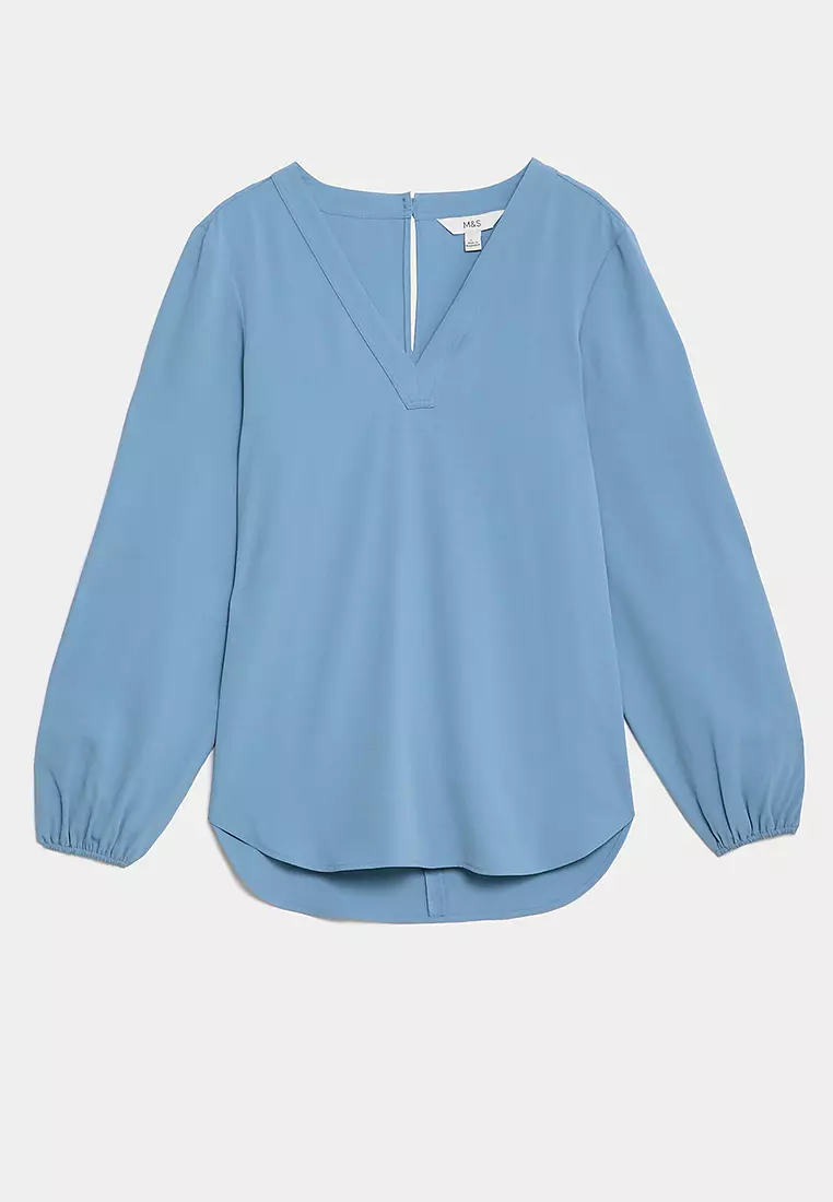 V-Neck Popover Blouse