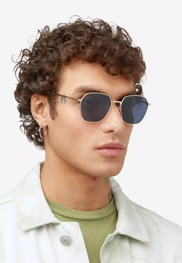 HAWKERS Gold Blue RISE Sunglasses for Men and Women, Unisex. Official Product designed in Spain