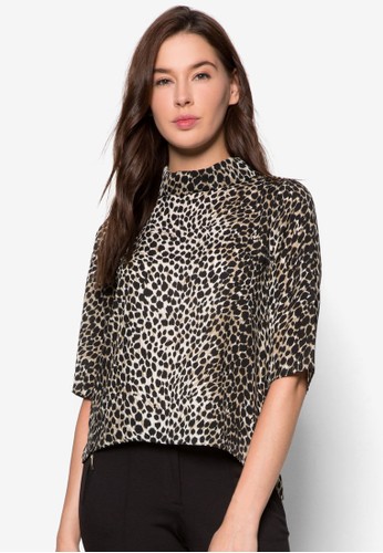 豹紋短袖zalora時尚購物網的koumi koumi上衣, 服飾, 服飾