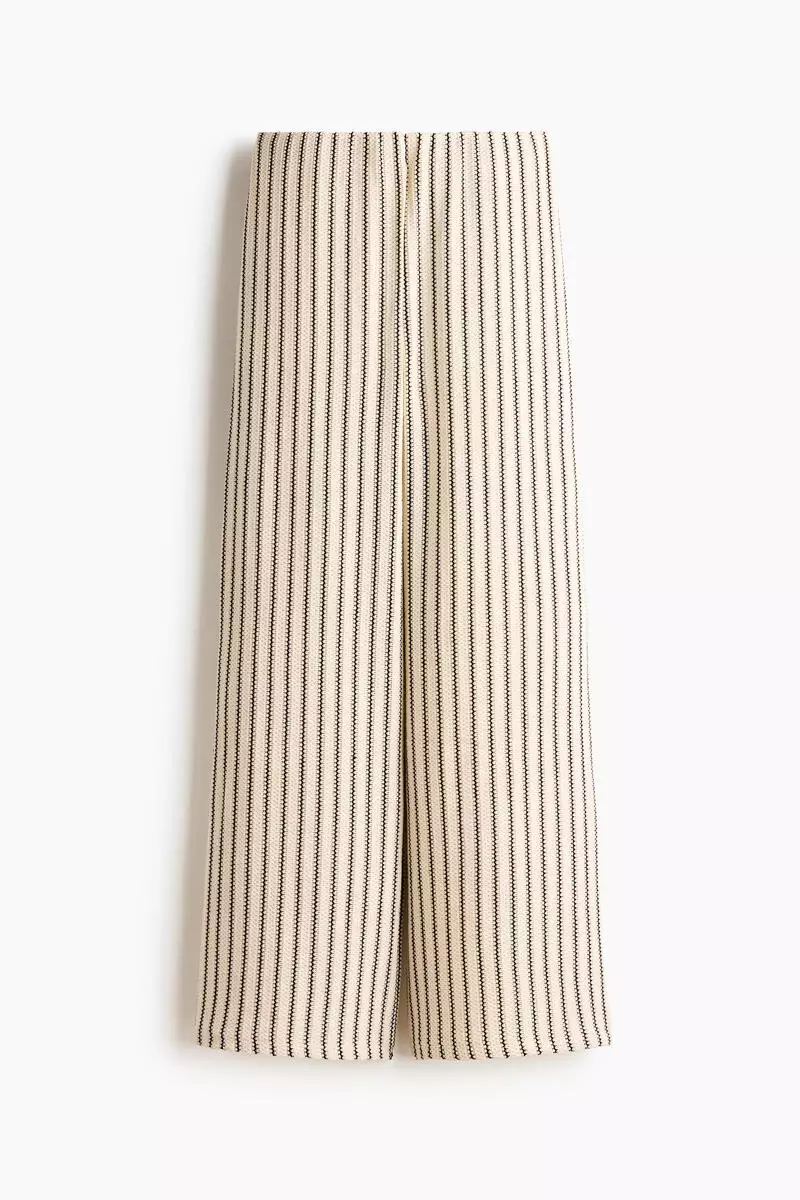 Wide textured-knit trousers
