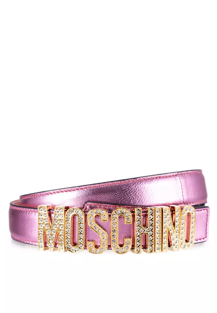Buy MOSCHINO Crystal Lettering Leather Belt ik 2024 Online