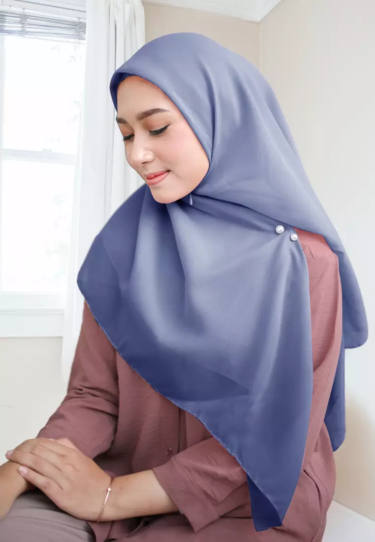 Cotton Bee - Shanara Instan | Hijab Segiempat Resleting - Sapphire Blue