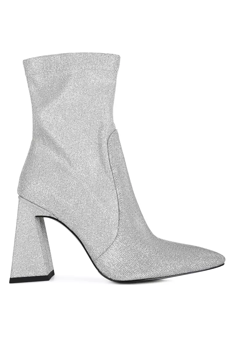 Discount on London Rag  shoes - SKU: Silver Shimmer Block Heeled Ankle Boots