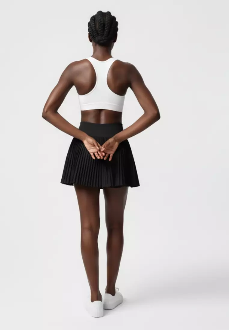 Yume High-Waist Pleated Sport Skirt with Inner Shorts — Tennis Running Yoga Active Skort for Women