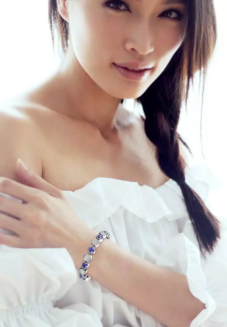 Myriad Birth Stone Bracelet February Amethyst  - Gelang Crystal Swarovski by Her Jewellery