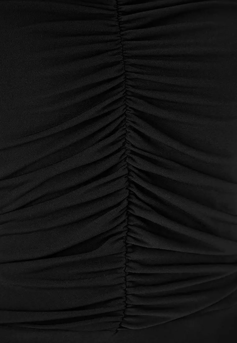 Black Snap-On Knitted Plus Size Bodysuit