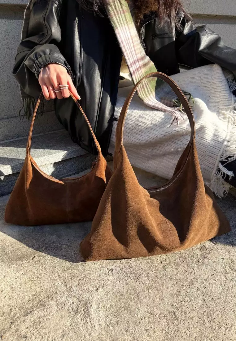 Monet Bag L Suede Khaki Brown