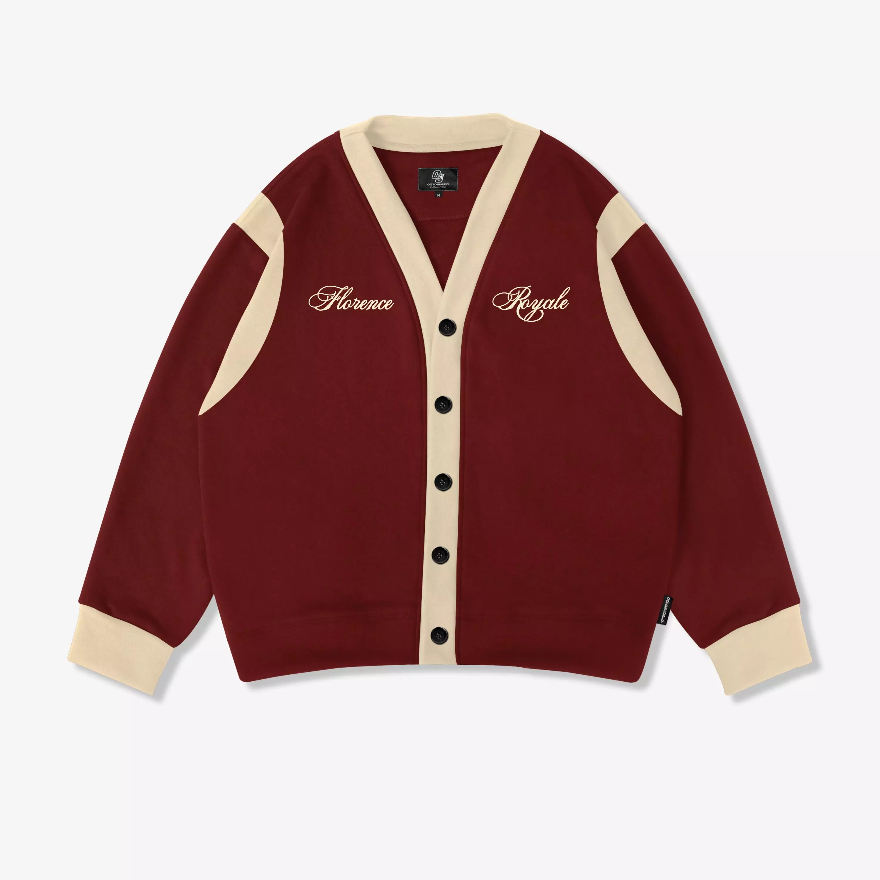 OOTDSUPPLY Cardigan Florence Maroon Cream | Royal Series Atasan Lengan Panjang | Outerwear Pria & Wanita | OS-CG-RGB-MRC-001