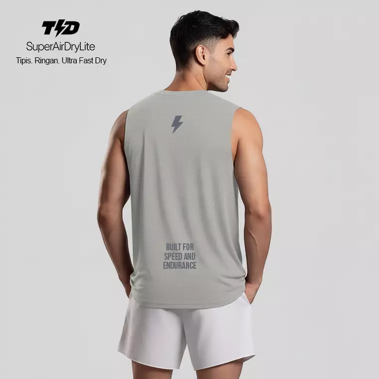 TDACTIVE kutung tank running pria tdbolt "speed endurance" silver airdrylite MSB35
