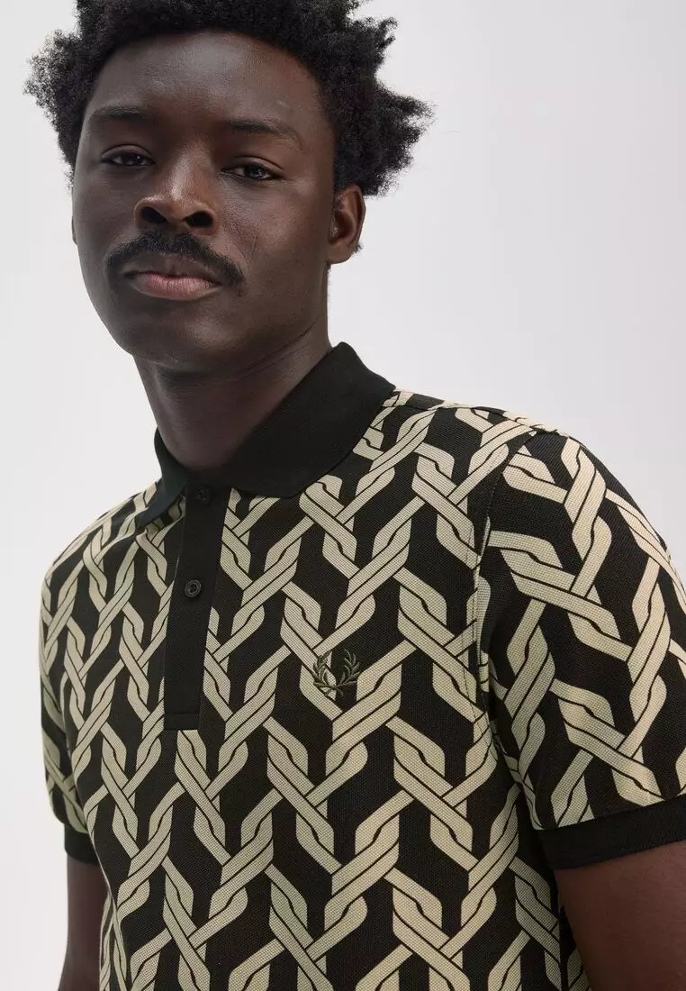 Fred Perry M9837 CABLE KNIT PRINT POLO SHIRT
