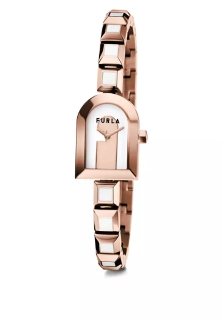 Buy FURLA Watches FURLA ARCH CASE Rose Gold Tone Case White Dial Watch ...