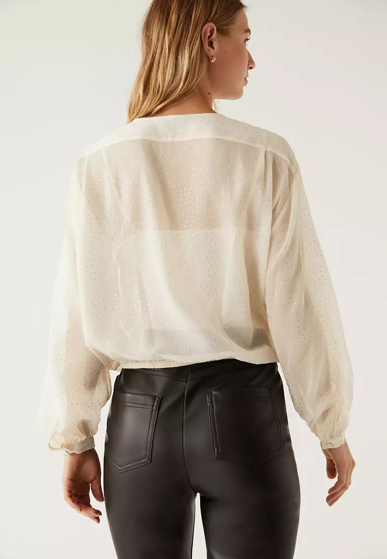 marks and spencer tie neck blouse