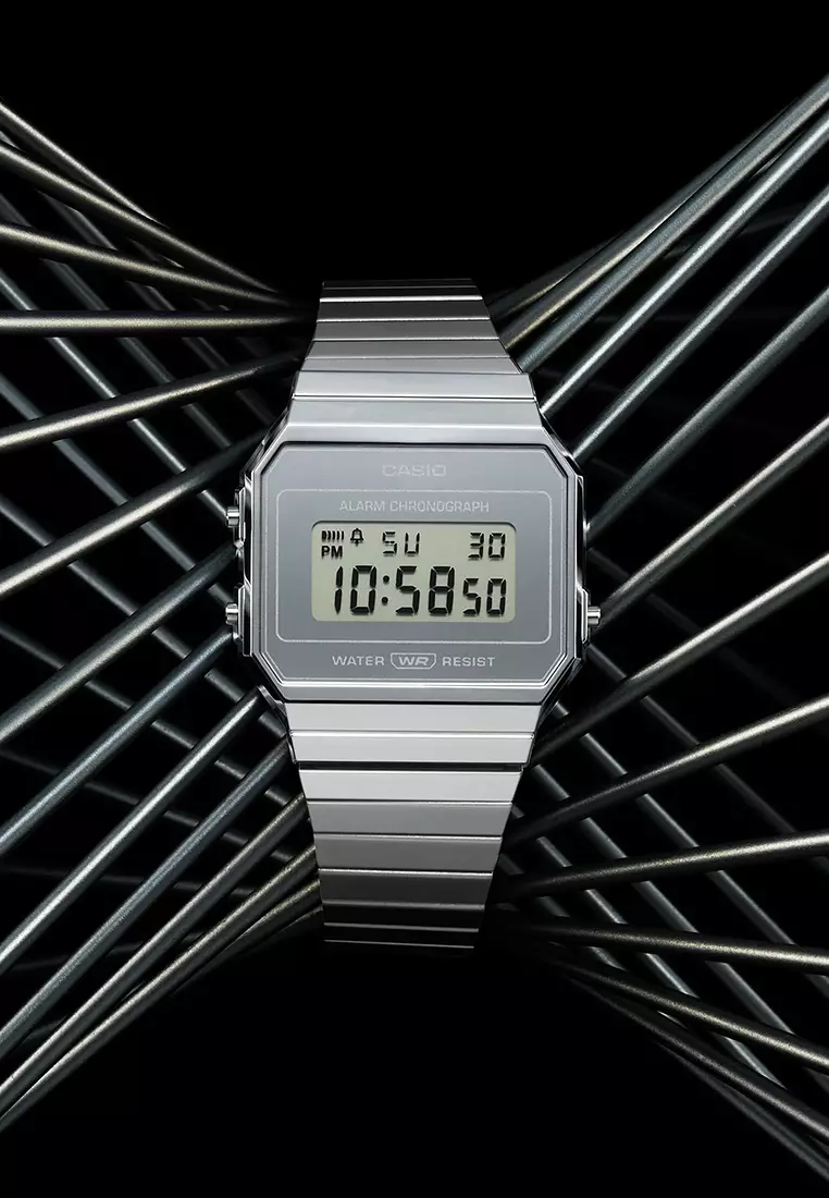 Vintage Unisex Digital Watch A700WEV-7A Silver Stainless Steel Strap