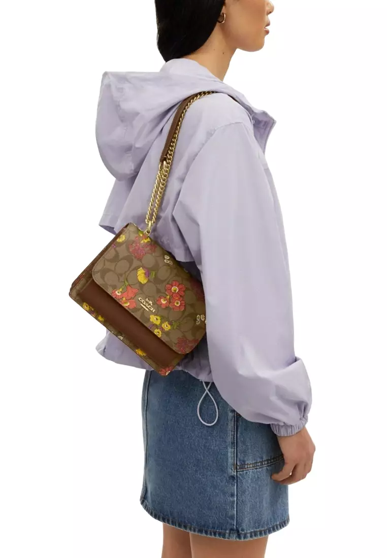 Klare Crossbody Bag In Signature Canvas With Floral Print - Brown/Multi