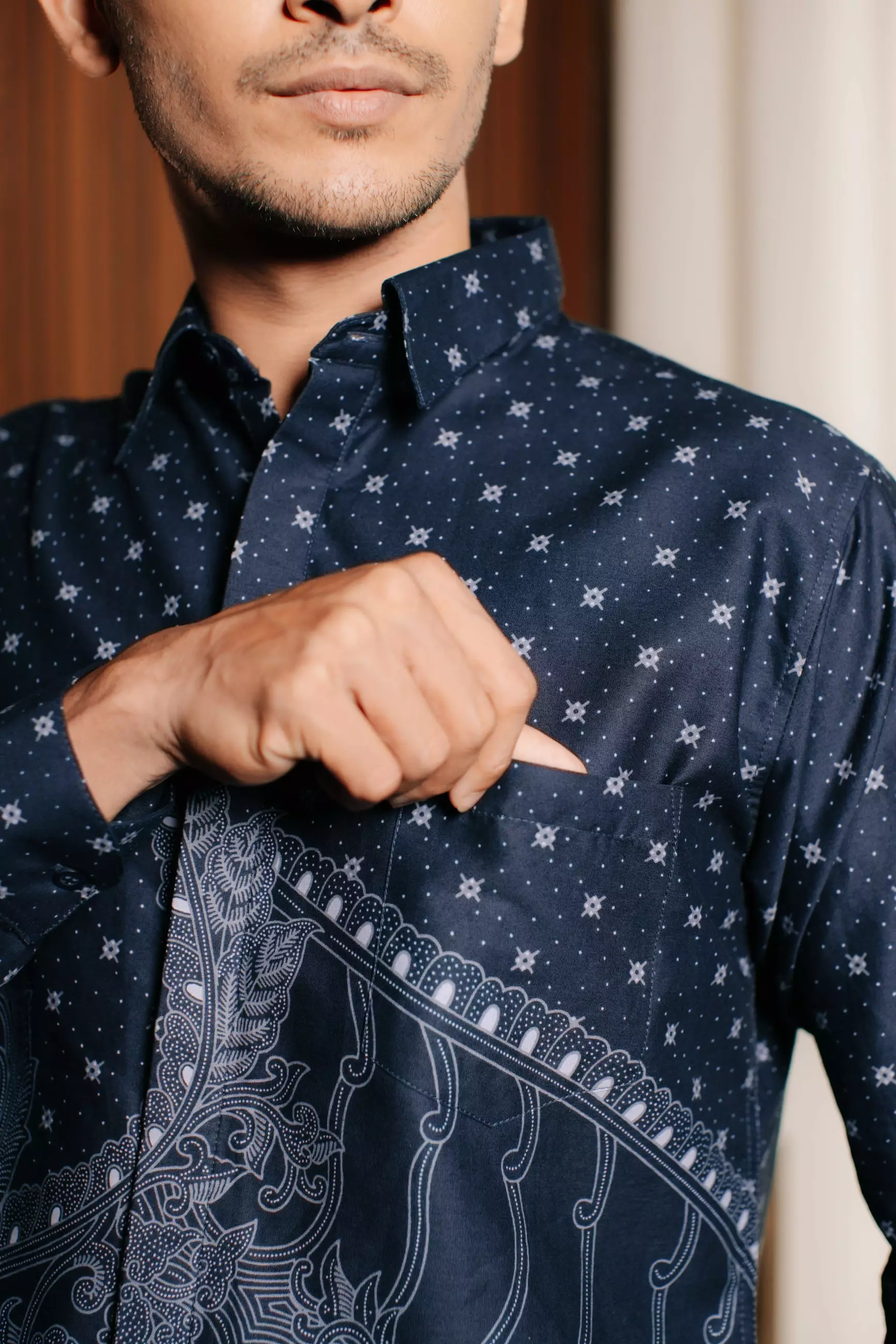 Virata Blue Kemeja Batik Slim fit Tricot Pria Katun