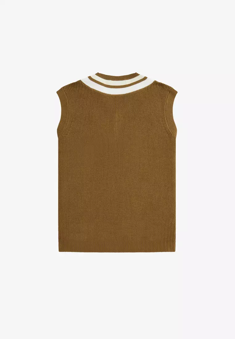 FRED PERRY Striped Trim V Neck Tank
