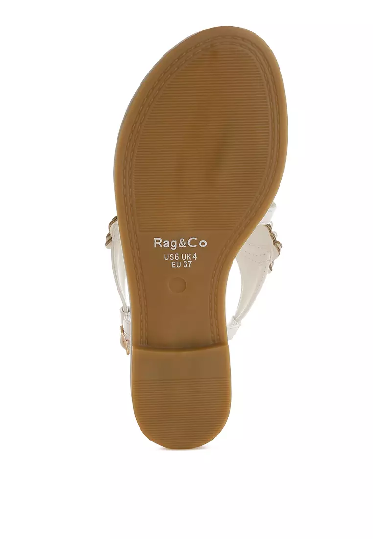 Sepatu Flat Aksen Mutiara Warna Putih