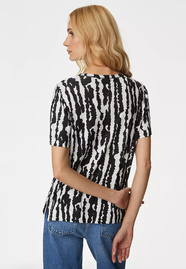 Linen Blend Printed Top