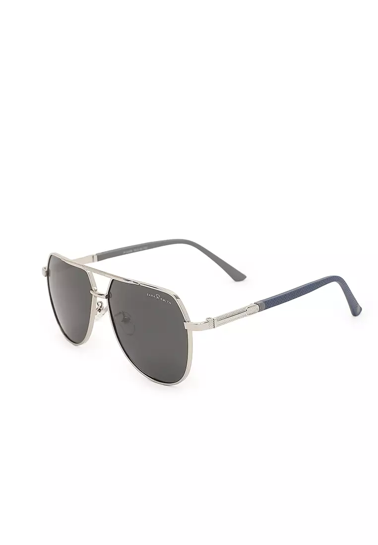 Unisex Stylish Polarized Aviator Sunglasses (Kacamata Hitam) - Putih / Abu-Abu