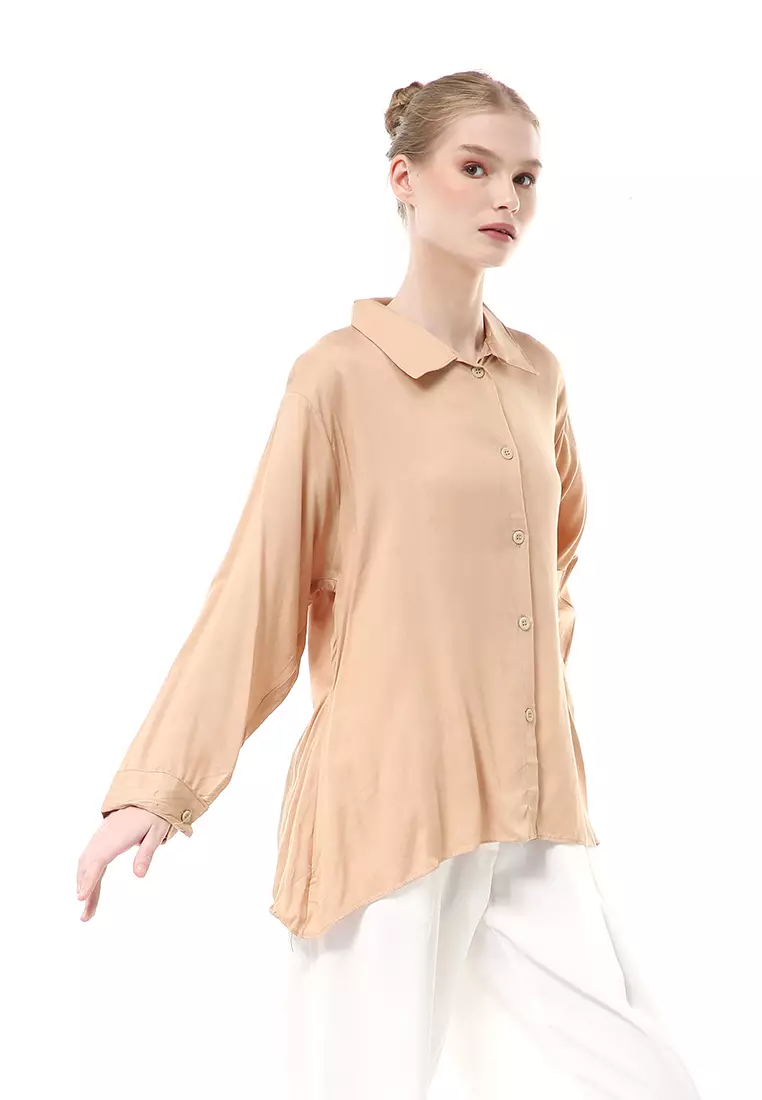 Ayudia Shirt Long Sleeve Atasan Wanita Premium Quality - Cream
