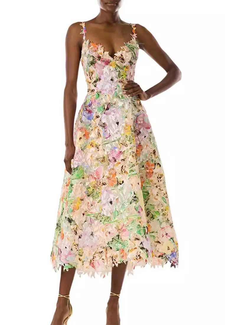 New Summer Waistband Hollow Lace Slim Fit Mid length Dress CA24031924MT