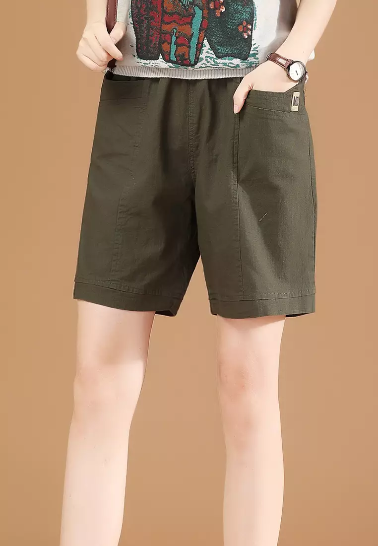 Elastic waist 2025 khaki shorts girls