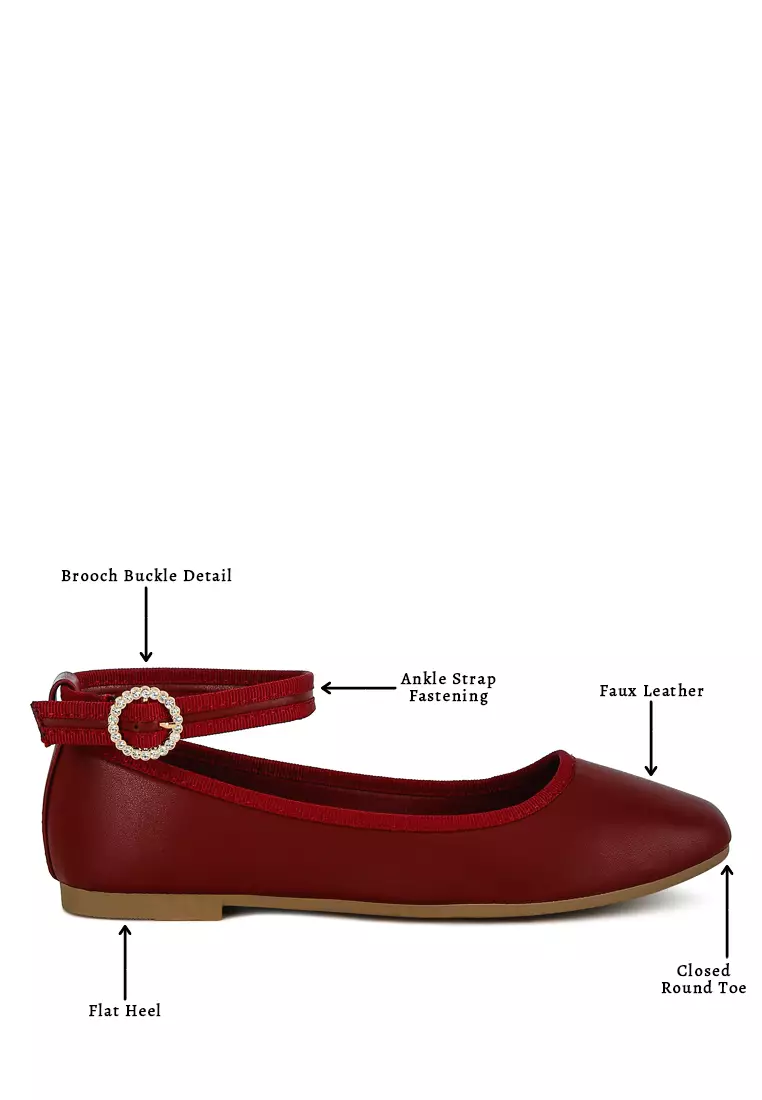 Burgundy flats with ankle strap 2025