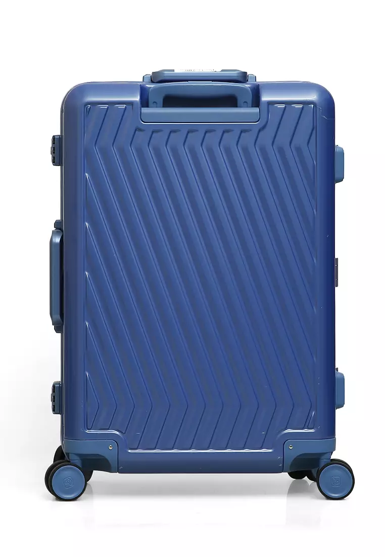 Austin Koper Alumunium Frame Unisex Size 24 Inch TSA Lock System Suitcase Material Polycarbonate ORIGINAL - Blue