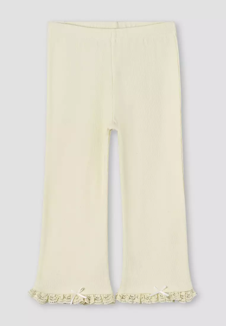 Babyshop Juniors Leggings With Ribbed Design And Lace Trim