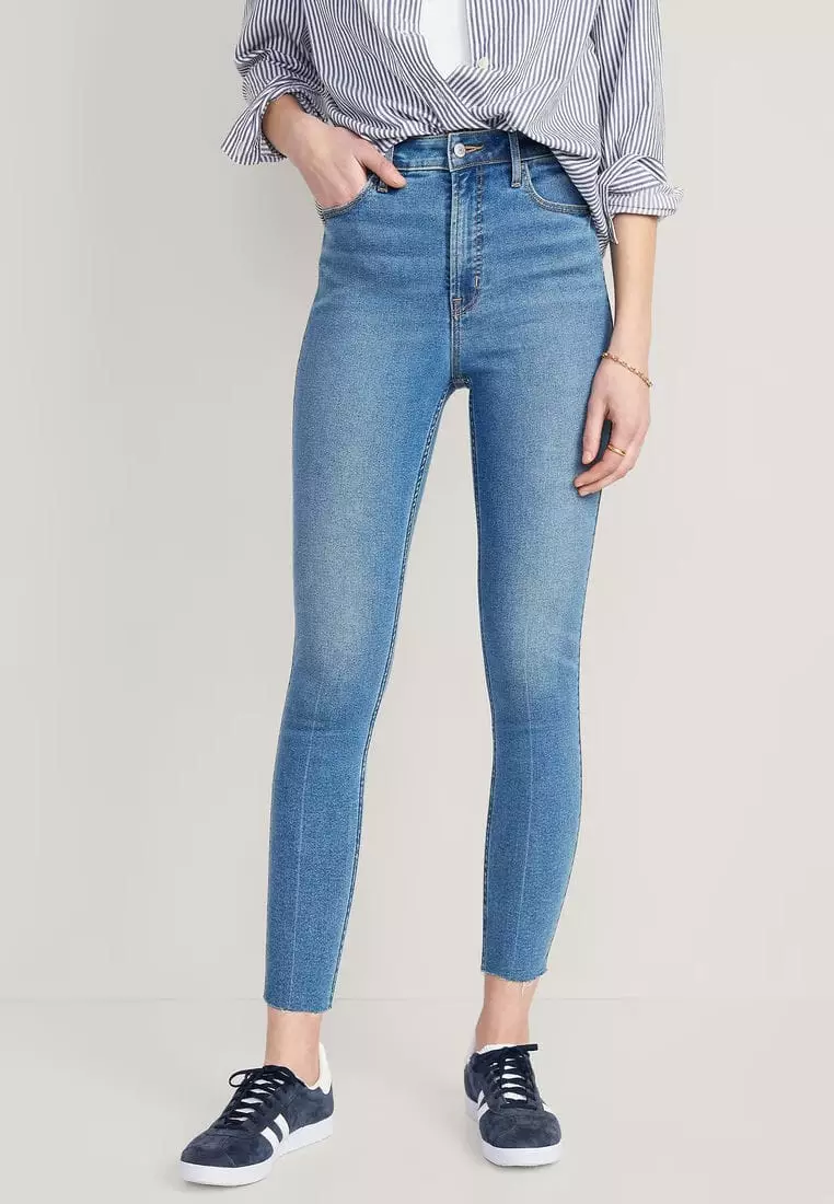 Extra High-Waisted Rockstar 360° Stretch Super-Skinny Cut-Off Ankle Jeans for Women