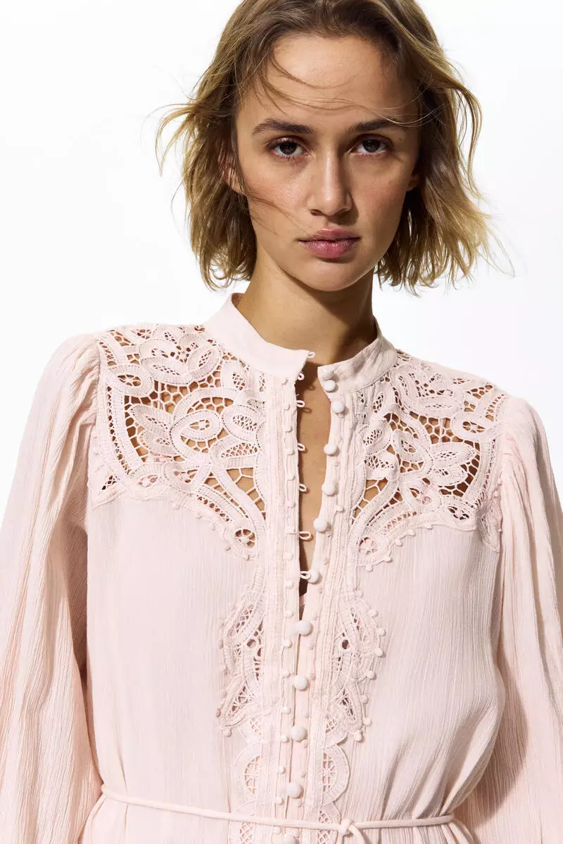 Lace-detail cotton dress