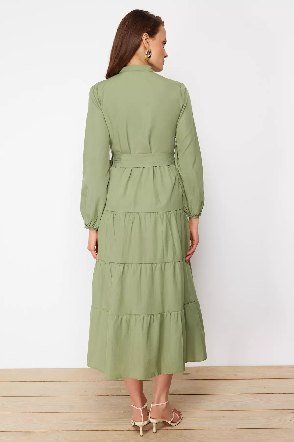 Khaki Belted Maxi Dress