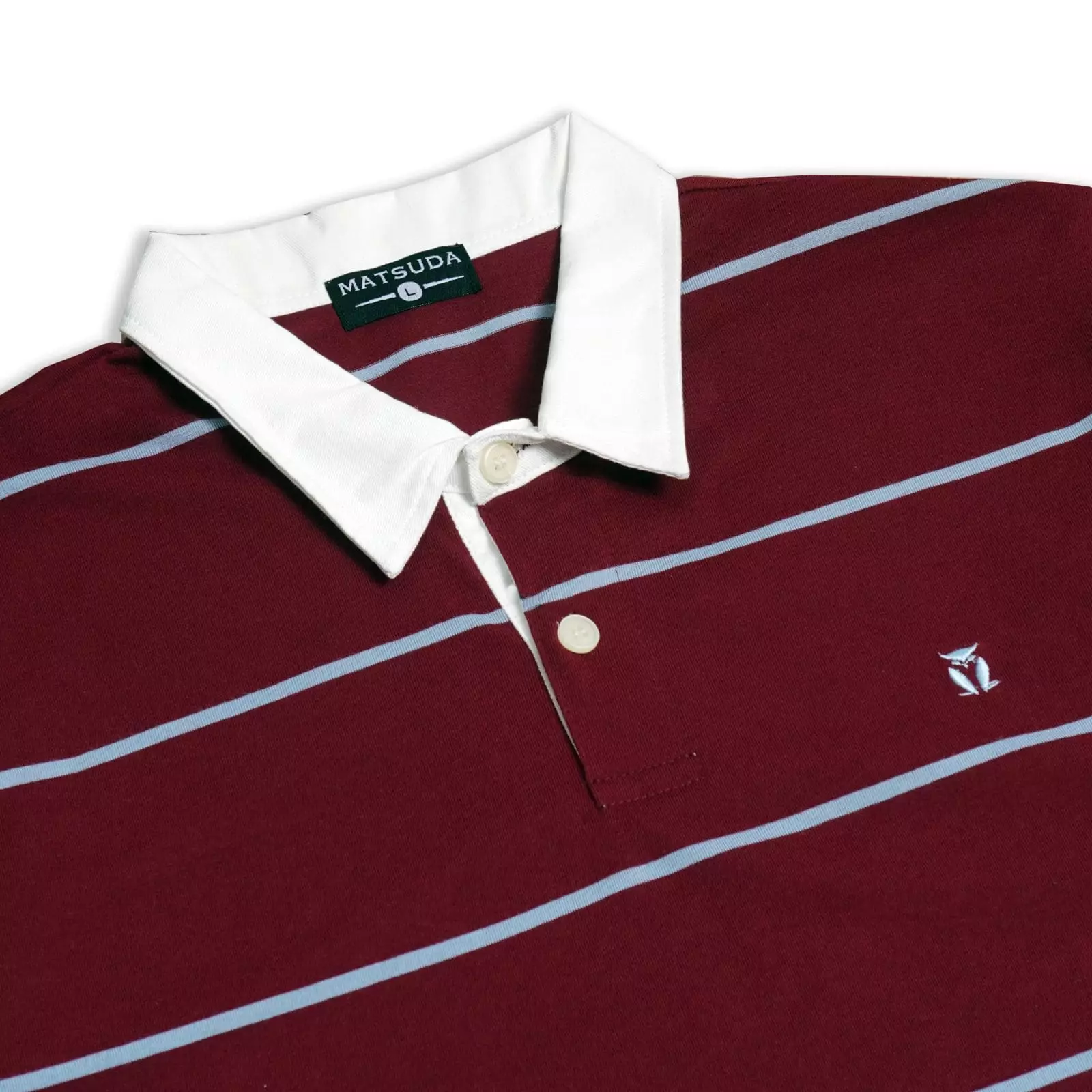 Matsuda Kaos Rugby Polo Shirt Katun Pria Lengan Panjang Tsuyama Burgundy
