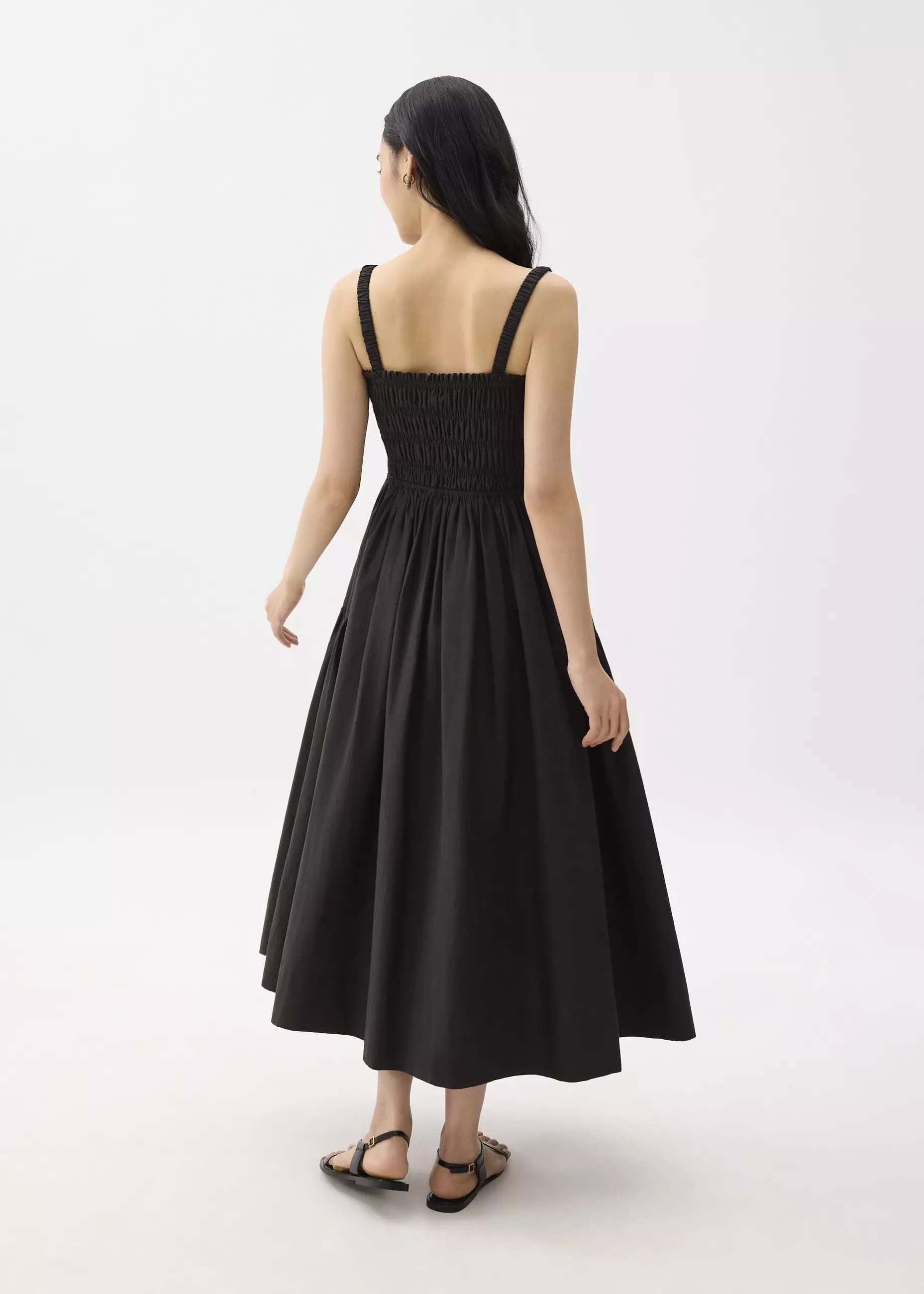 Dress Wanita - Cotton Smocked Fit & Flare Maxi Dress