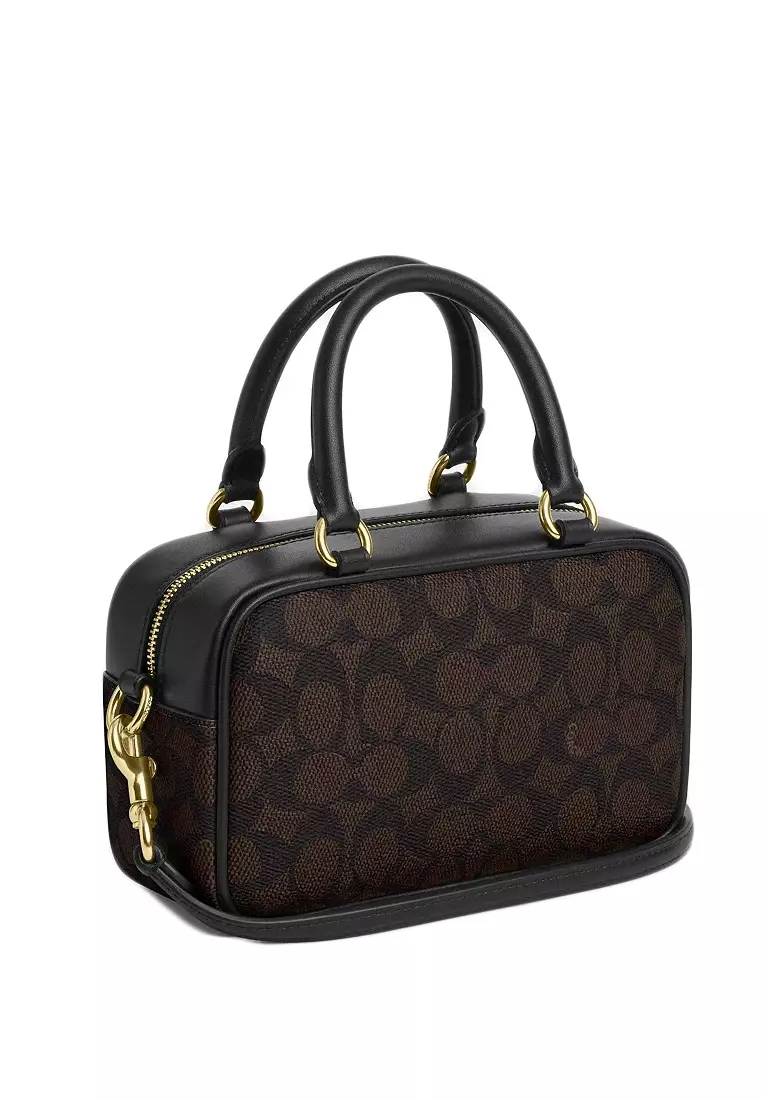 Satchel Crossbody Bag In Signature Canvas - Walnut/Black