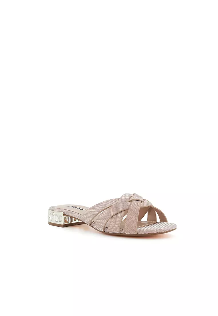 Discount on Dune London  shoes - SKU: Nexie Jeweled Heel Dressy Flat Sandal Rose Gold